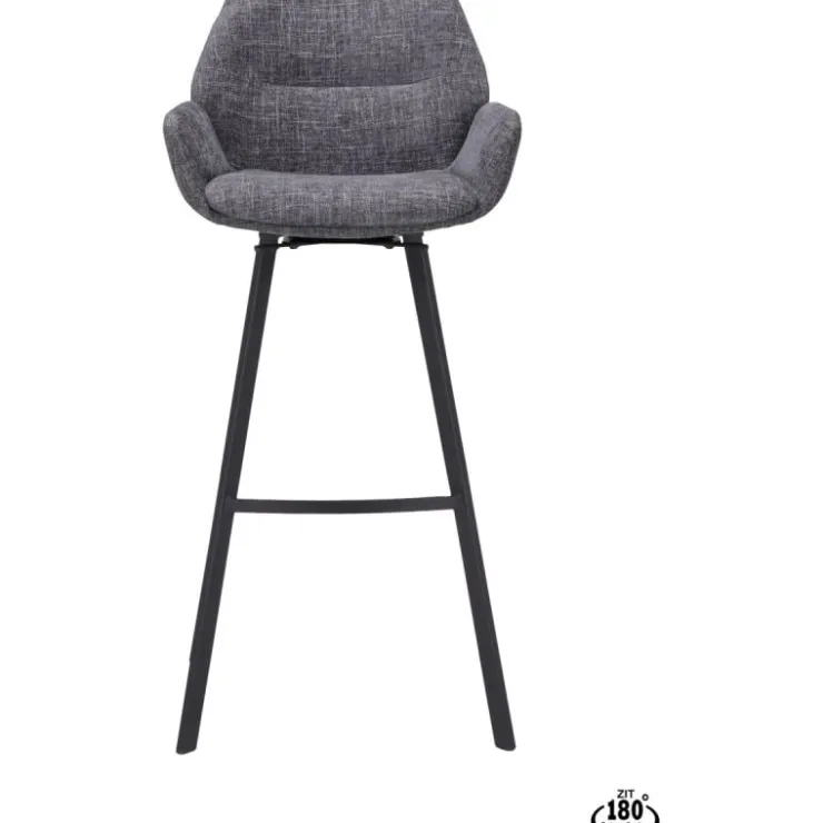 Trendhopper Barstoel Lizz 80cm stof Darkgrey^ Barkrukken