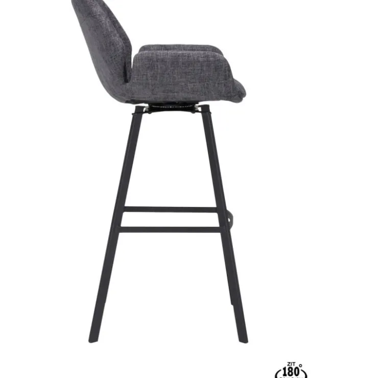 Trendhopper Barstoel Lizz 80cm stof Darkgrey^ Barkrukken