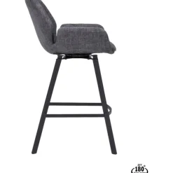 Trendhopper Barstoel Lizz 65cm stof Darkgrey^ Barkrukken