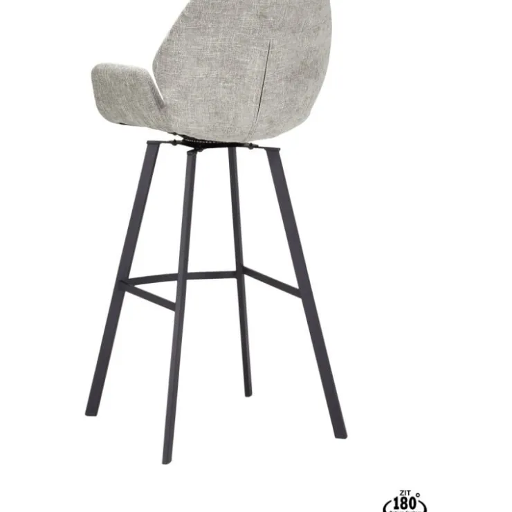 Trendhopper Barstoel Lizz 80cm stof Taupe^ Barkrukken