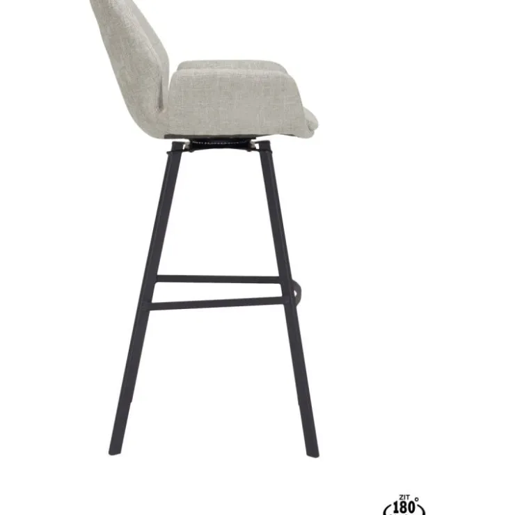 Trendhopper Barstoel Lizz 80cm stof Taupe^ Barkrukken