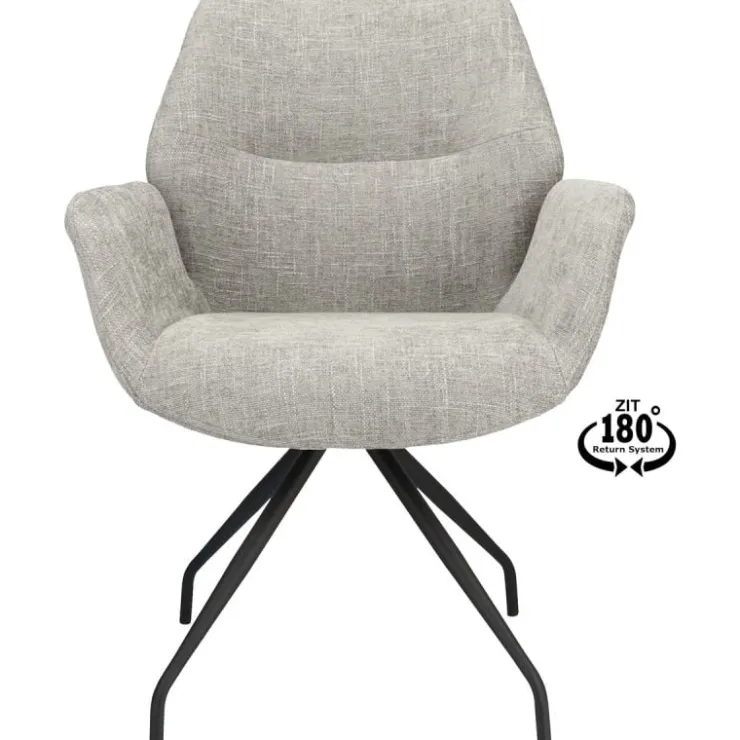 Trendhopper Eetkamerstoel Vieve stof Taupe^ Eetkamerstoelen