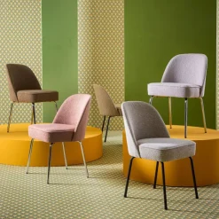 Trendhopper Eetkamerstoel Vogue Gear Camel met chromen poten^ Eetkamerstoelen