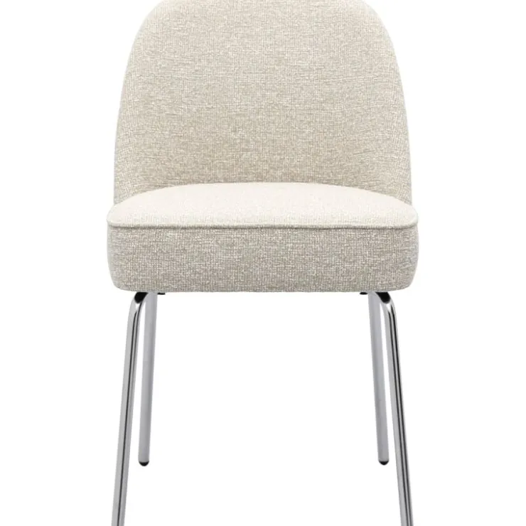 Trendhopper Eetkamerstoel Vogue Lima Beige met chromen poten^ Eetkamerstoelen