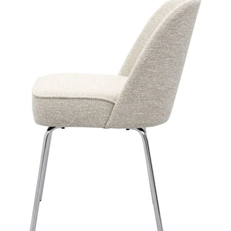 Trendhopper Eetkamerstoel Vogue Lima Beige met chromen poten^ Eetkamerstoelen