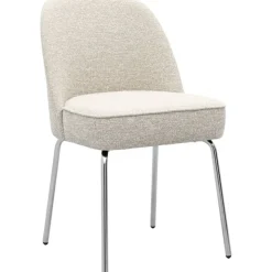 Trendhopper Eetkamerstoel Vogue Lima Beige met chromen poten^ Eetkamerstoelen