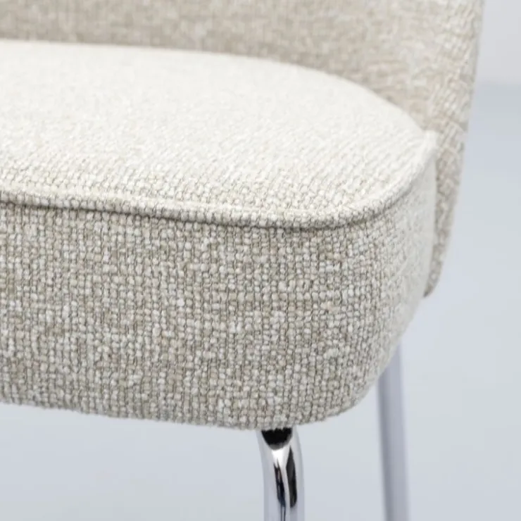 Trendhopper Eetkamerstoel Vogue Lima Beige met chromen poten^ Eetkamerstoelen