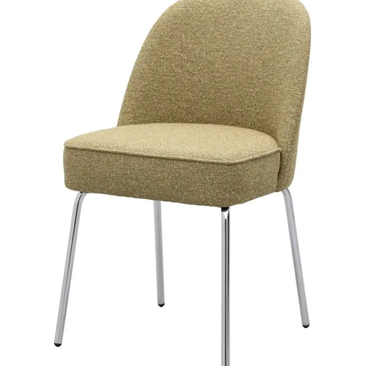 Trendhopper Eetkamerstoel Vogue Lima Curry met chromen poten^ Eetkamerstoelen