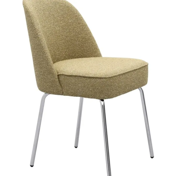 Trendhopper Eetkamerstoel Vogue Lima Curry met chromen poten^ Eetkamerstoelen