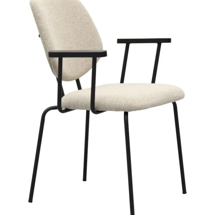 Trendhopper Eetkamerstoel Zelo met arm Beige^ Eetkamerstoelen