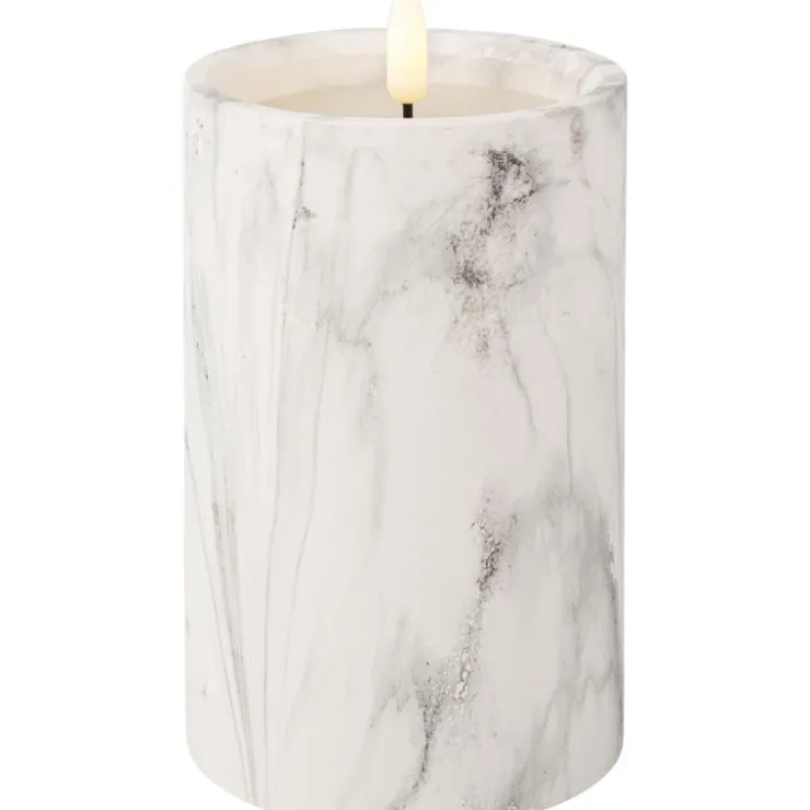 Trendhopper Ledkaars Marble wit 16,5cm hoog^ Woonaccessoires