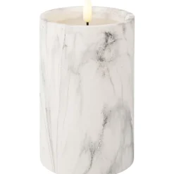 Trendhopper Ledkaars Marble wit 16,5cm hoog^ Woonaccessoires