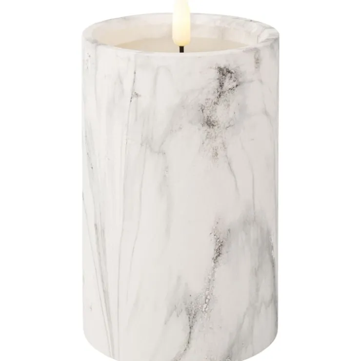 Trendhopper Ledkaars Marble wit 16,5cm hoog^ Woonaccessoires