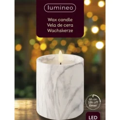 Trendhopper Ledkaars Marble wit 12,5cm hoog^ Woonaccessoires