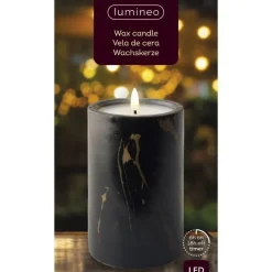 Trendhopper Ledkaars Marble zwart 16,5cm hoog^ Woonaccessoires