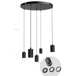 Trendhopper Pendel Retro rond 50cm Zwart^ Hanglampen