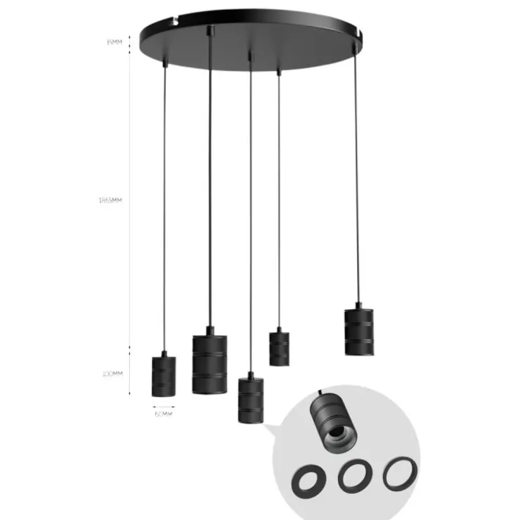 Trendhopper Pendel Retro rond 50cm Zwart^ Hanglampen