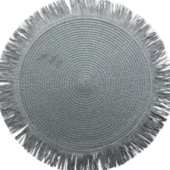 Trendhopper Placemat Fringe donkergrijs set van 2^ Koken & Tafelen