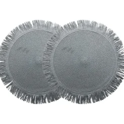 Trendhopper Placemat Fringe donkergrijs set van 2^ Koken & Tafelen