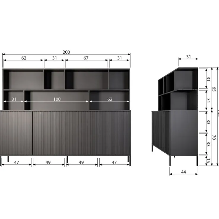 Trendhopper Wandkast Gravure New Eiken Blanke lak^ Opbergkasten
