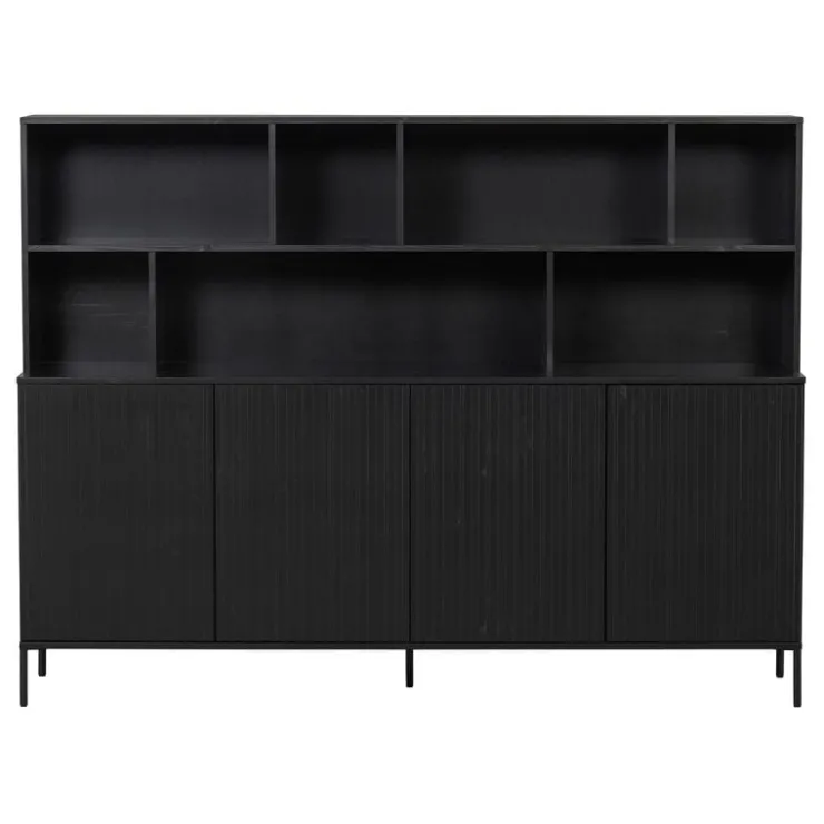 Trendhopper Wandkast Gravure New Grenen Zwart^ Opbergkasten