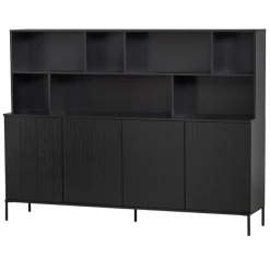 Trendhopper Wandkast Gravure New Grenen Zwart^ Opbergkasten
