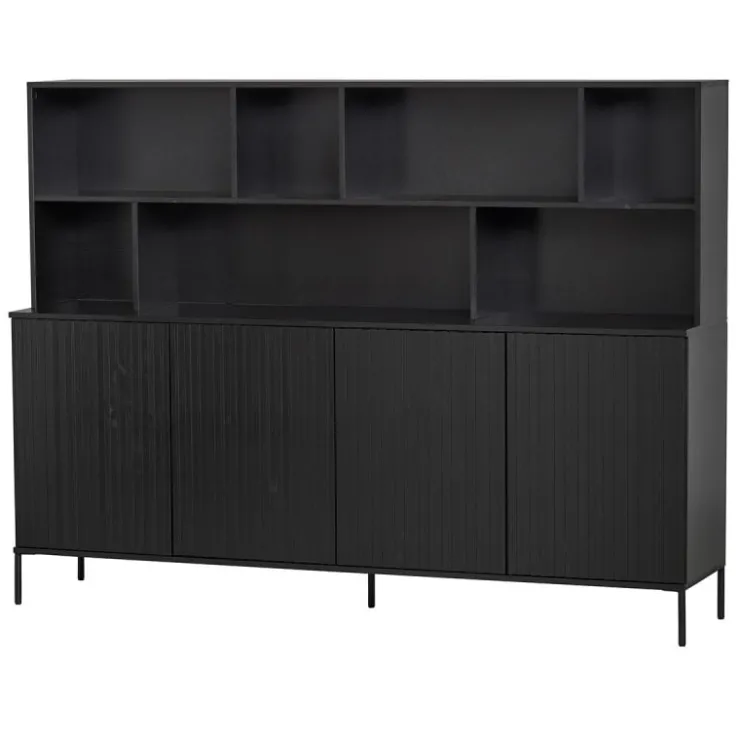Trendhopper Wandkast Gravure New Grenen Zwart^ Opbergkasten