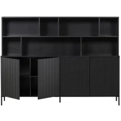 Trendhopper Wandkast Gravure New Grenen Zwart^ Opbergkasten