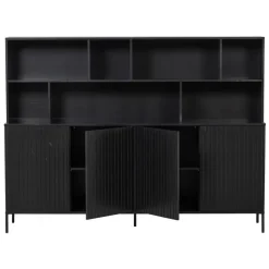 Trendhopper Wandkast Gravure New Grenen Zwart^ Opbergkasten