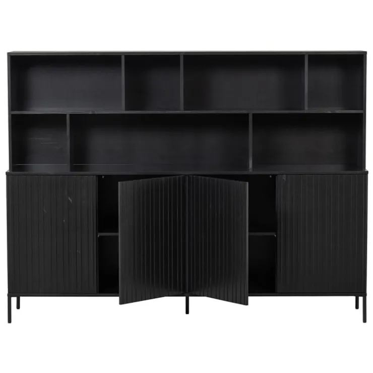 Trendhopper Wandkast Gravure New Grenen Zwart^ Opbergkasten