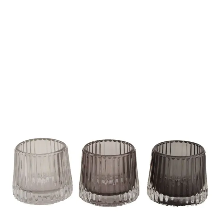Trendhopper Waxinelichthouder helder glas set van 3^ Woonaccessoires