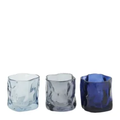 Trendhopper Waxinelichthouder helder glas blauw set van 3^ Woonaccessoires